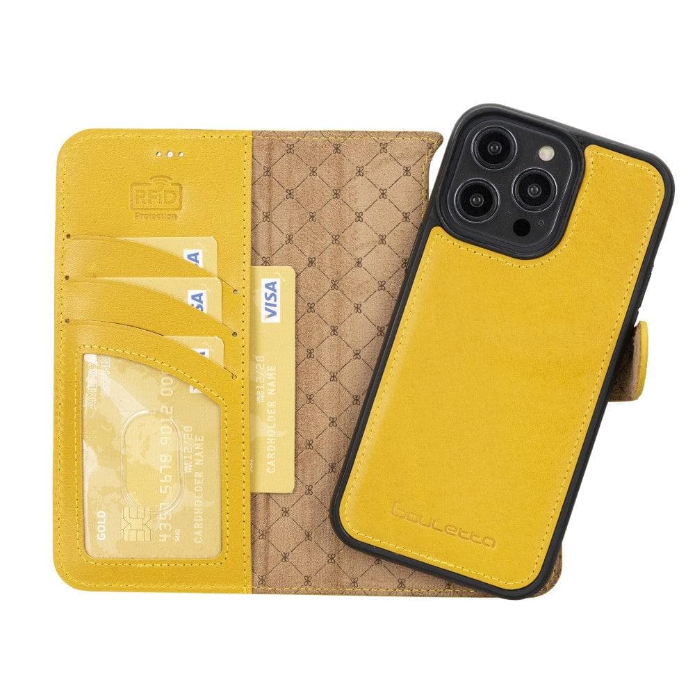 Magic iPhone 14 Pro Max Detachable Genuine Colorful Leather Wallet Case