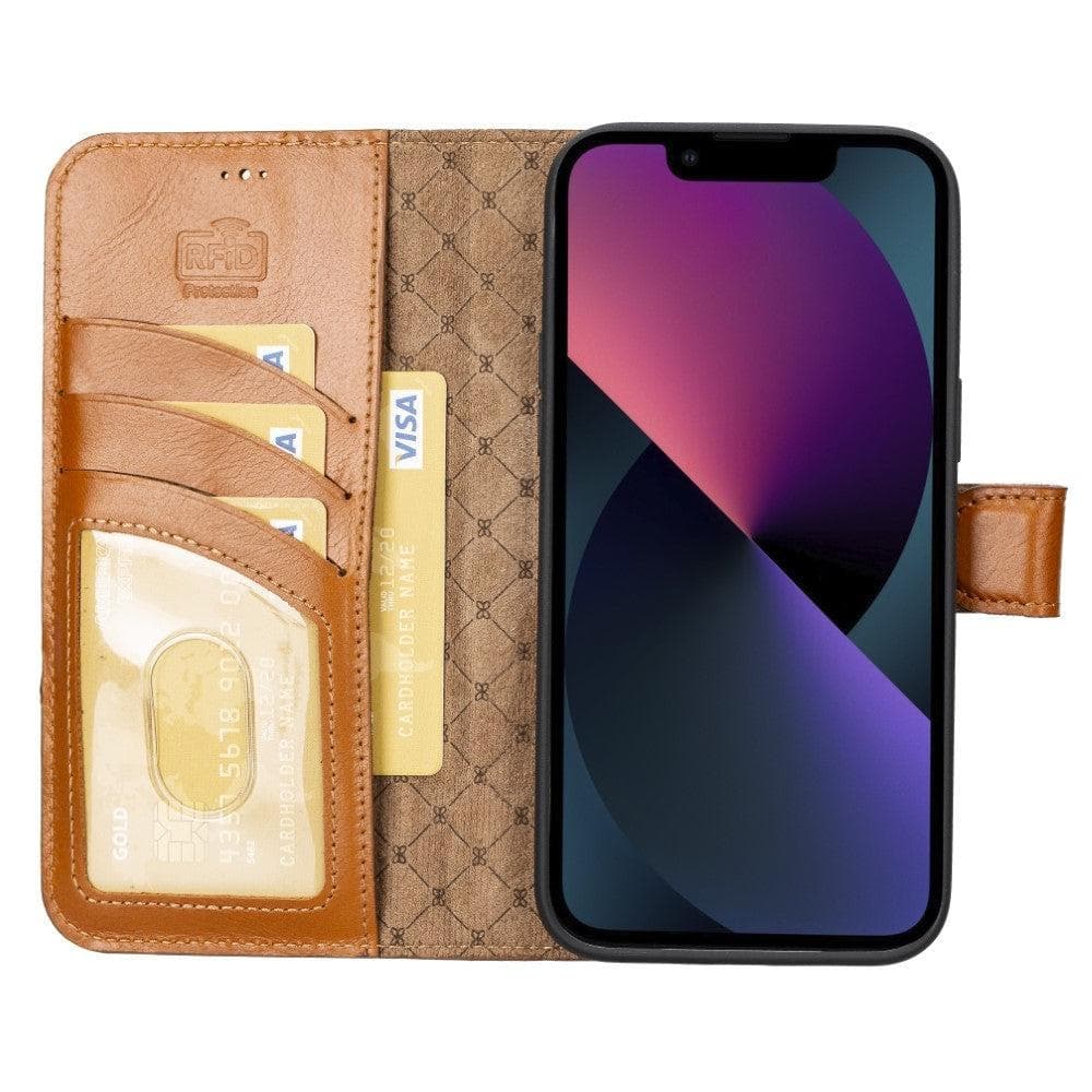Magic iPhone 14 Pro Detachable Genuine Darker Color Leather Wallet Case