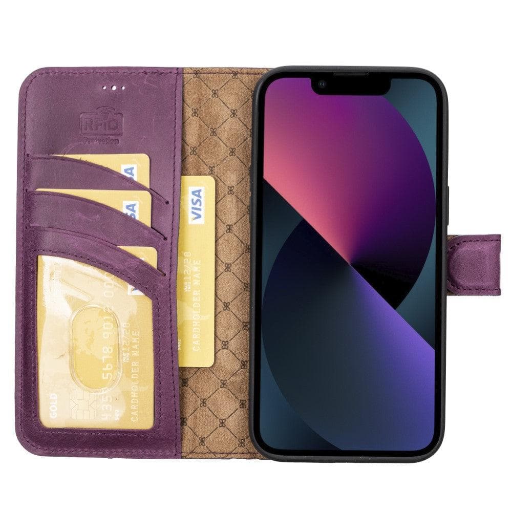 Magic iPhone 14 Plus Detachable Genuine Darker Color Leather Wallet Case