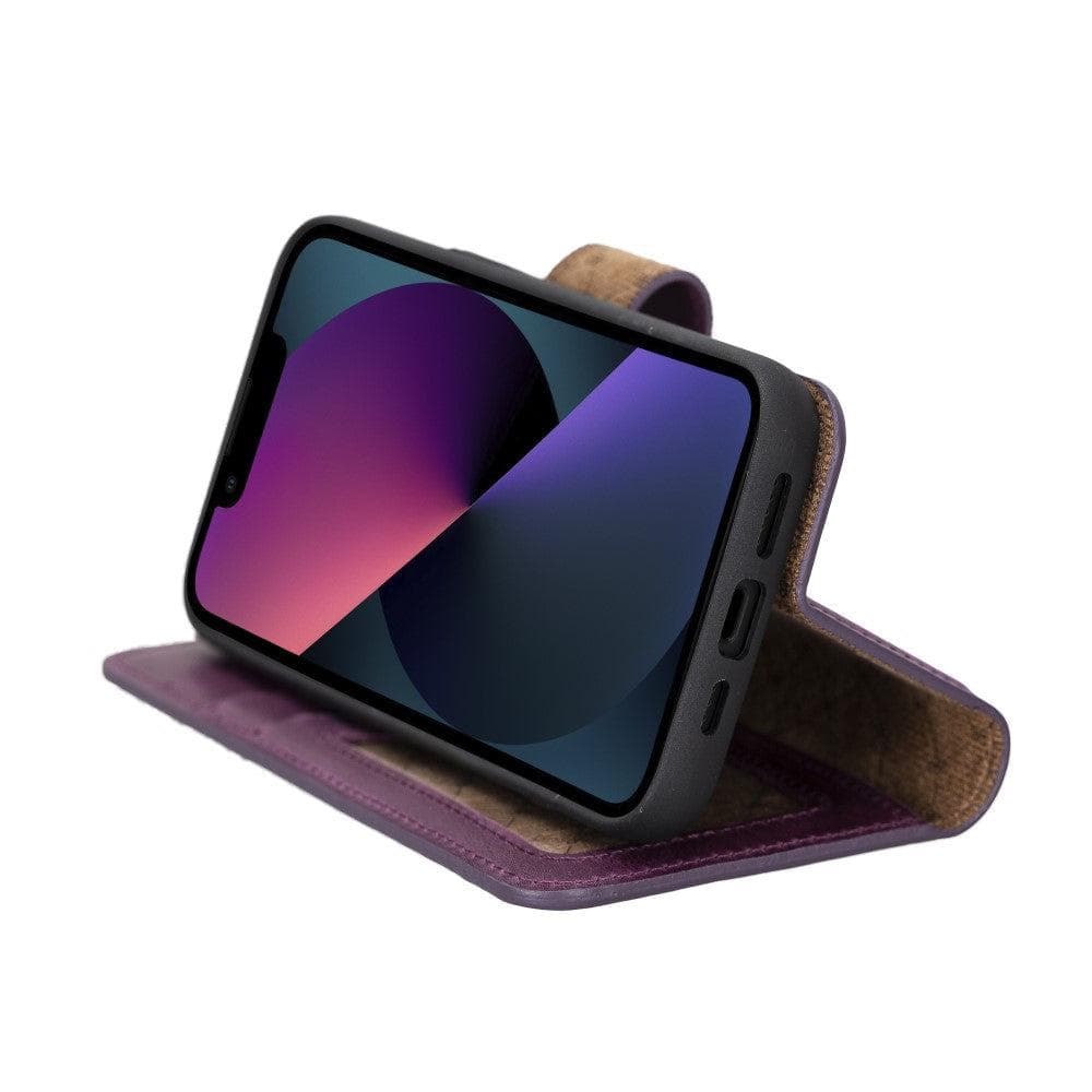 Magic iPhone 14 Detachable Genuine Darker Color Leather Wallet Case