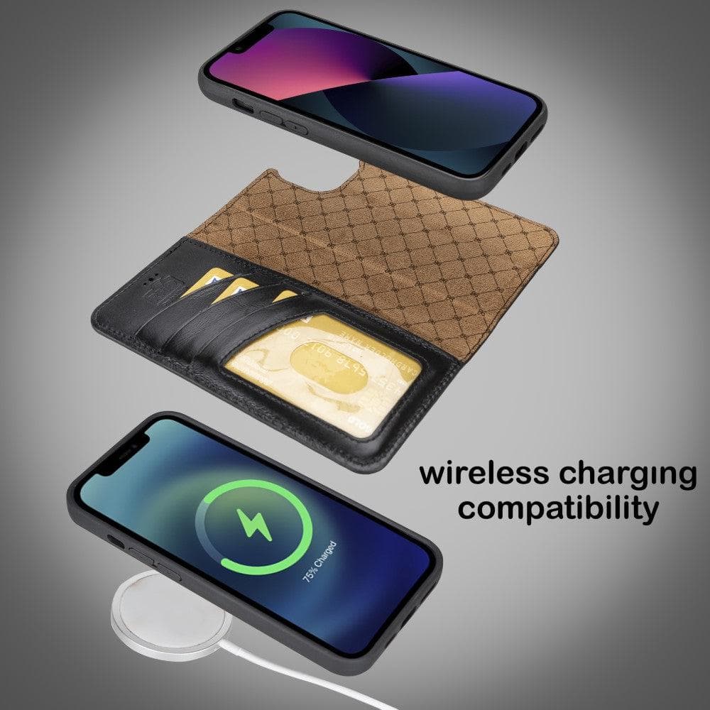 Magic iPhone 14 Pro Detachable Genuine Darker Color Leather Wallet Case