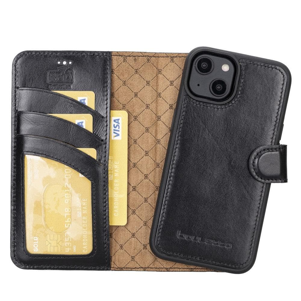 Magic iPhone 14 Plus Detachable Genuine Darker Color Leather Wallet Case