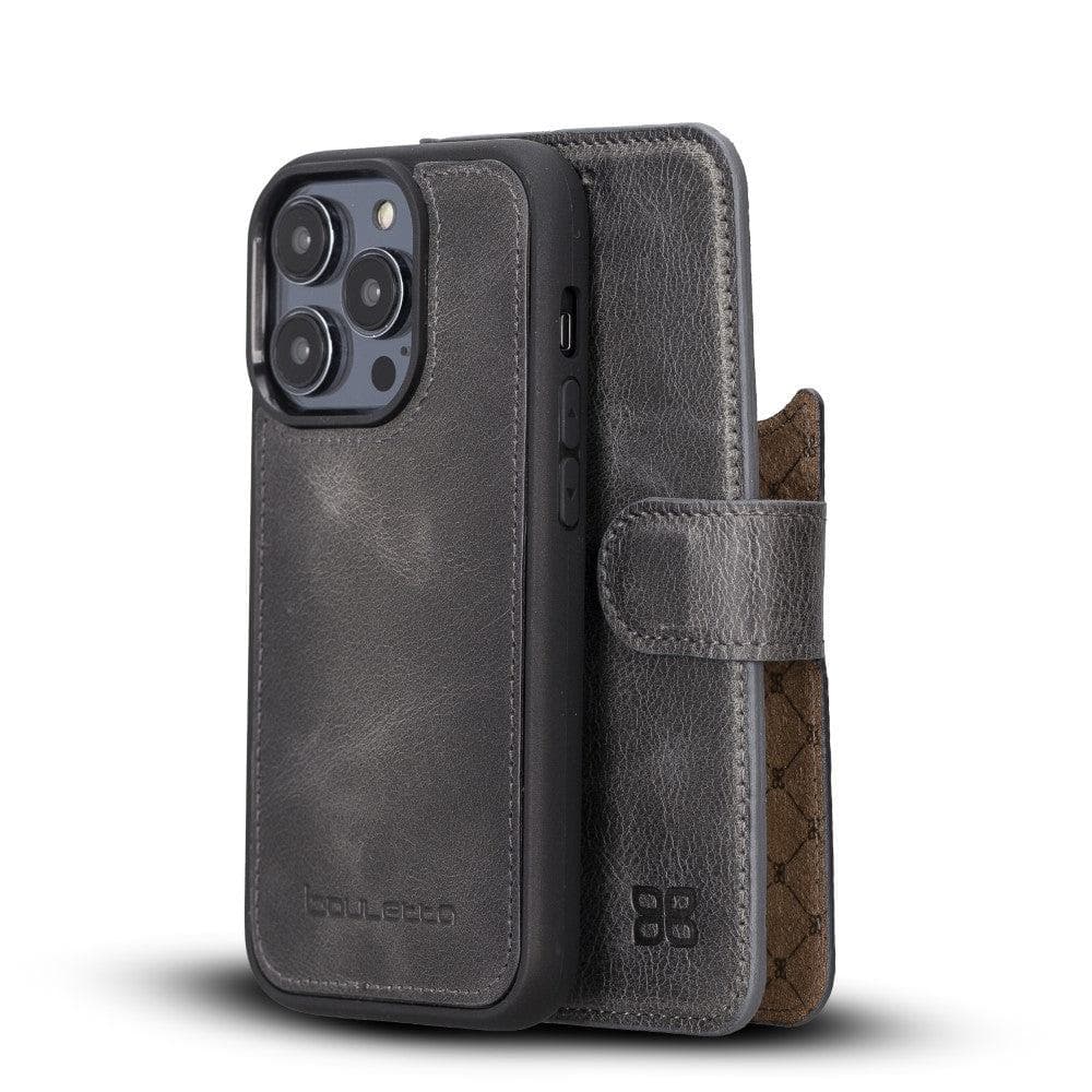 Magic iPhone 14 Pro Max Detachable Genuine Darker Color Leather Wallet Case