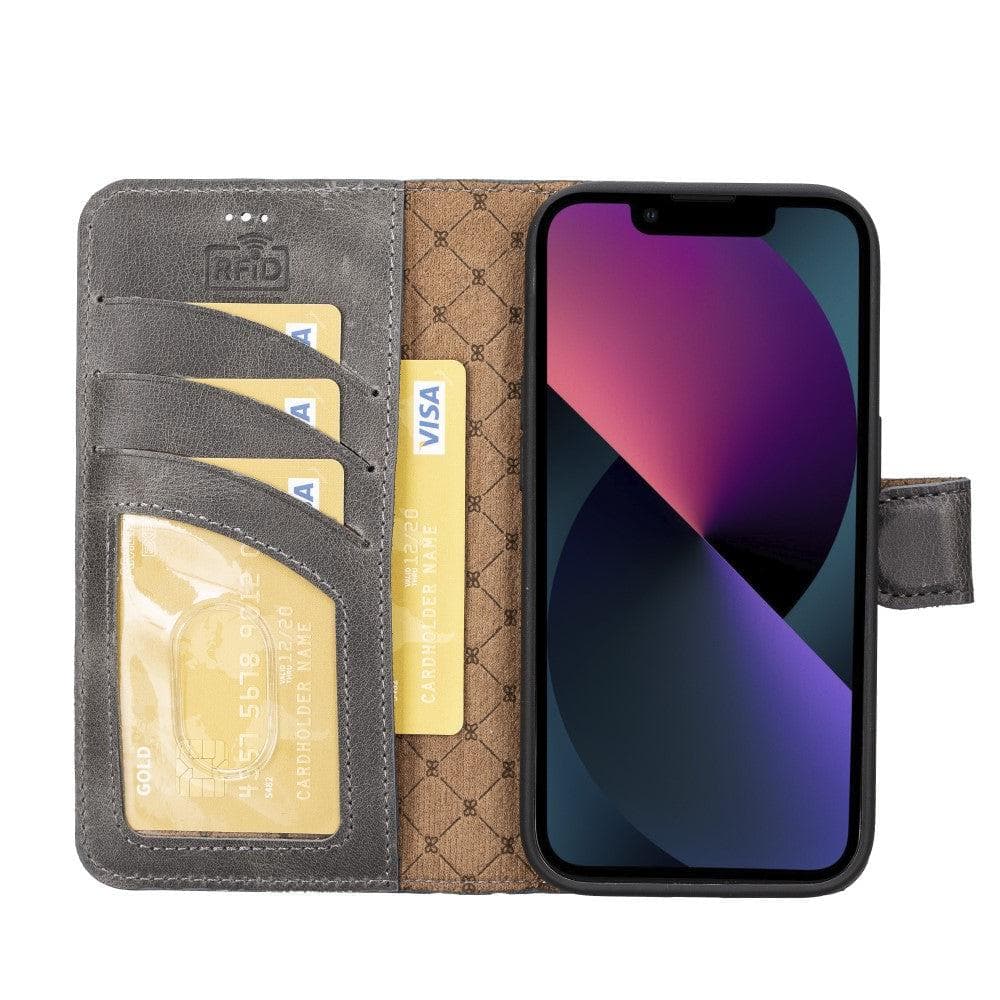 Magic iPhone 14 Pro Max Detachable Genuine Darker Color Leather Wallet Case