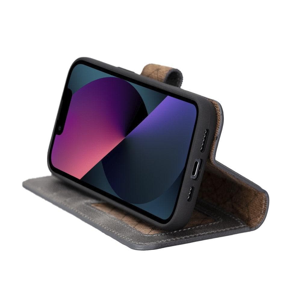 Magic iPhone 14 Pro Max Detachable Genuine Darker Color Leather Wallet Case