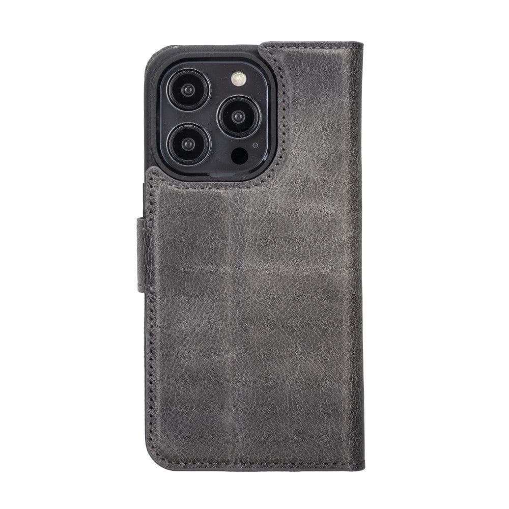 Magic iPhone 14 Pro Max Detachable Genuine Darker Color Leather Wallet Case