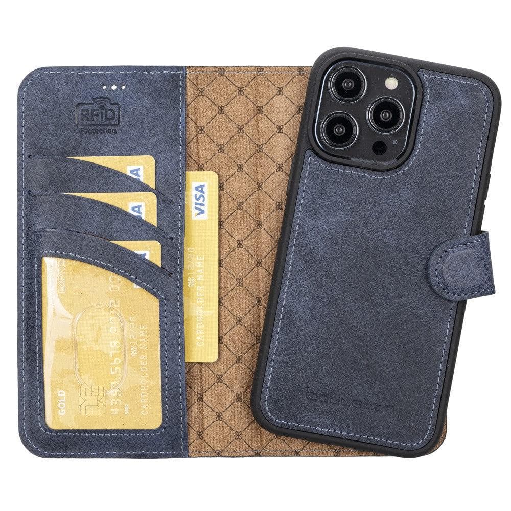 Magic iPhone 14 Pro Max Detachable Genuine Darker Color Leather Wallet Case