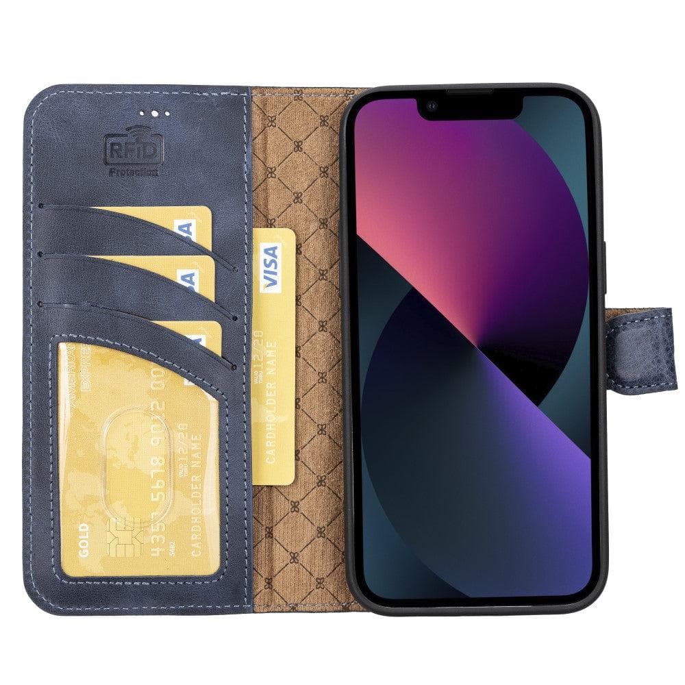 Magic iPhone 14 Pro Max Detachable Genuine Darker Color Leather Wallet Case