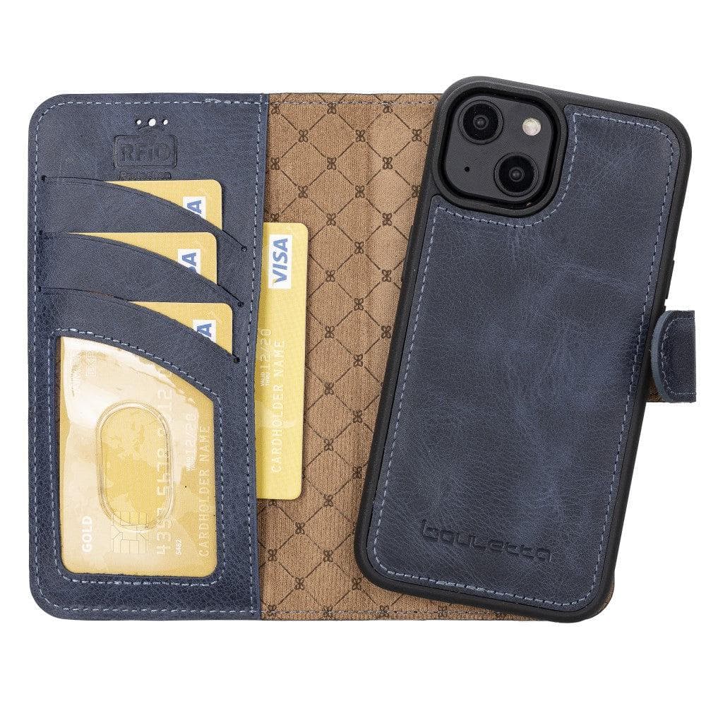 Magic iPhone 14 Pro Max Detachable Genuine Darker Color Leather Wallet Case
