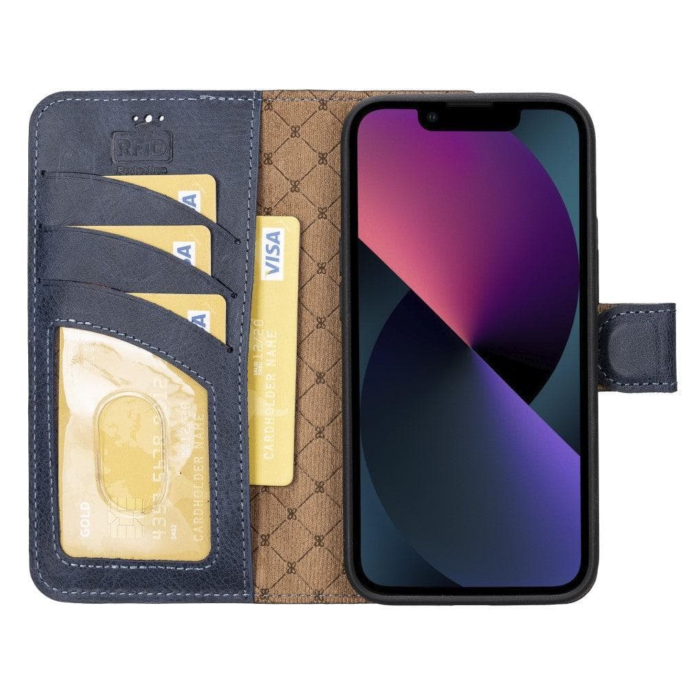 Magic iPhone 14 Pro Max Detachable Genuine Darker Color Leather Wallet Case