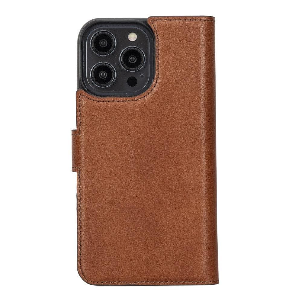 Magic iPhone 14 Pro Max Detachable Genuine Darker Color Leather Wallet Case
