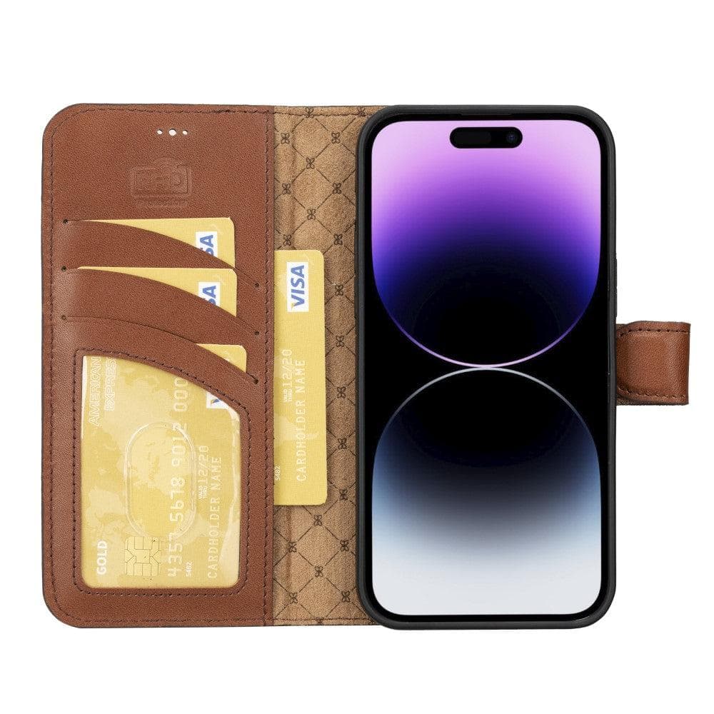 Magic iPhone 14 Pro Max Detachable Genuine Darker Color Leather Wallet Case