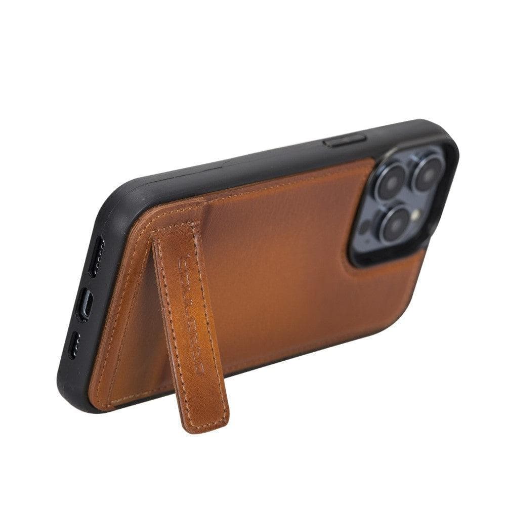 Flex Base Genuine Leather iPhone 14 Plus Case with Stand