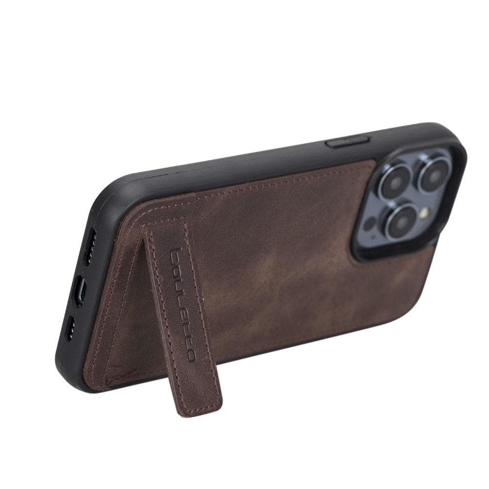 Flex Base Genuine Leather iPhone 14 Plus Case with Stand