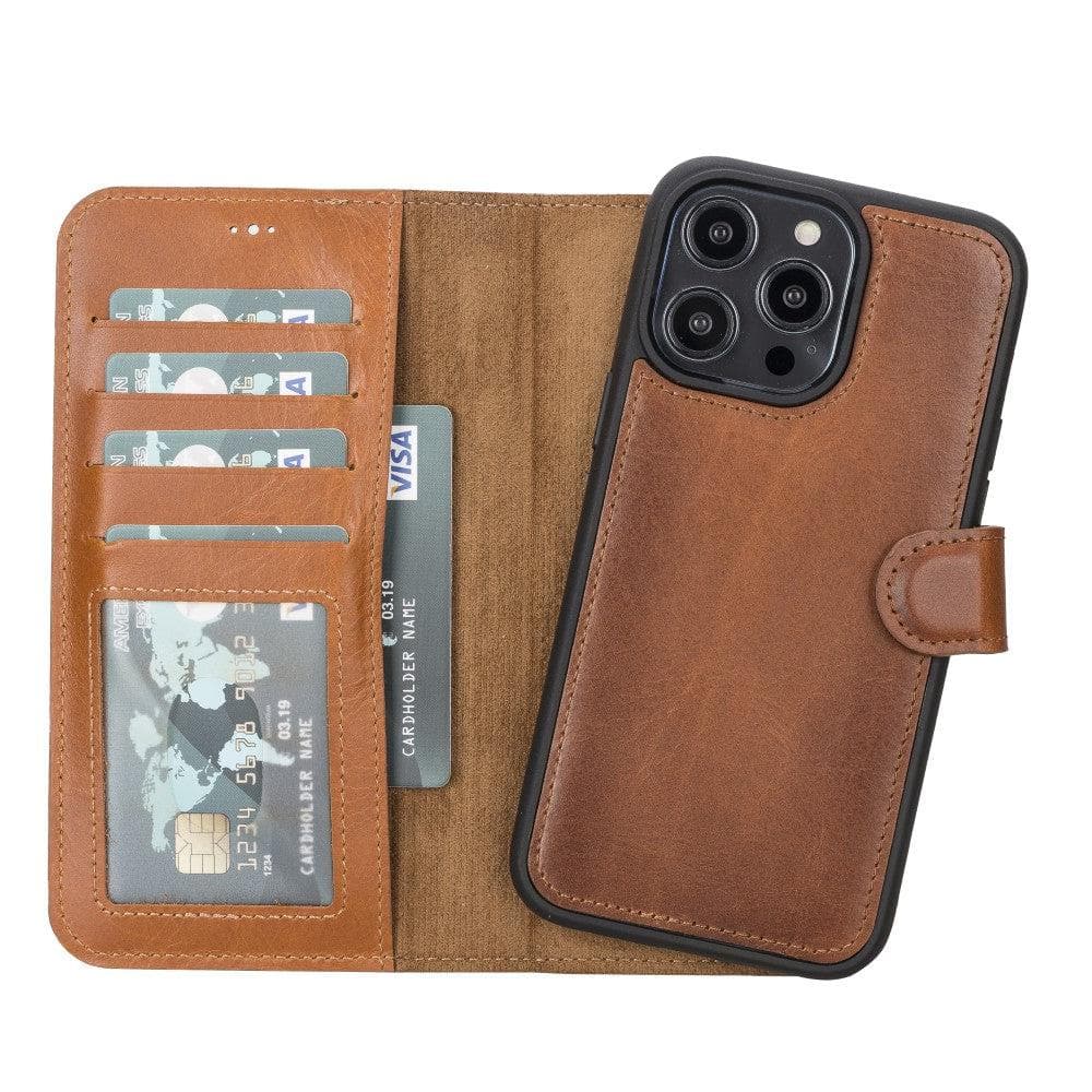 Magic iPhone 14 Plus Genuine Leather Detachable Wallet Case