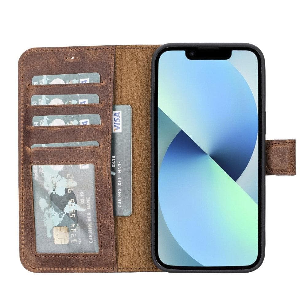 Magic iPhone 14 Pro Genuine Leather Detachable Wallet Case