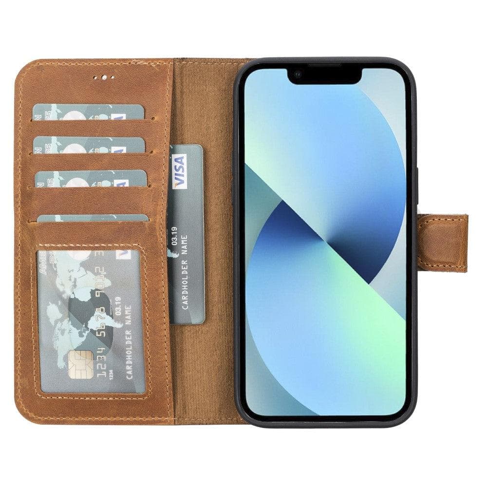 Magic iPhone 14 Pro Genuine Leather Detachable Wallet Case