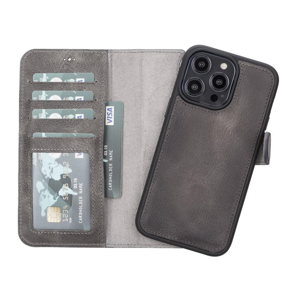 Magic iPhone 14 Plus Genuine Leather Detachable Wallet Case