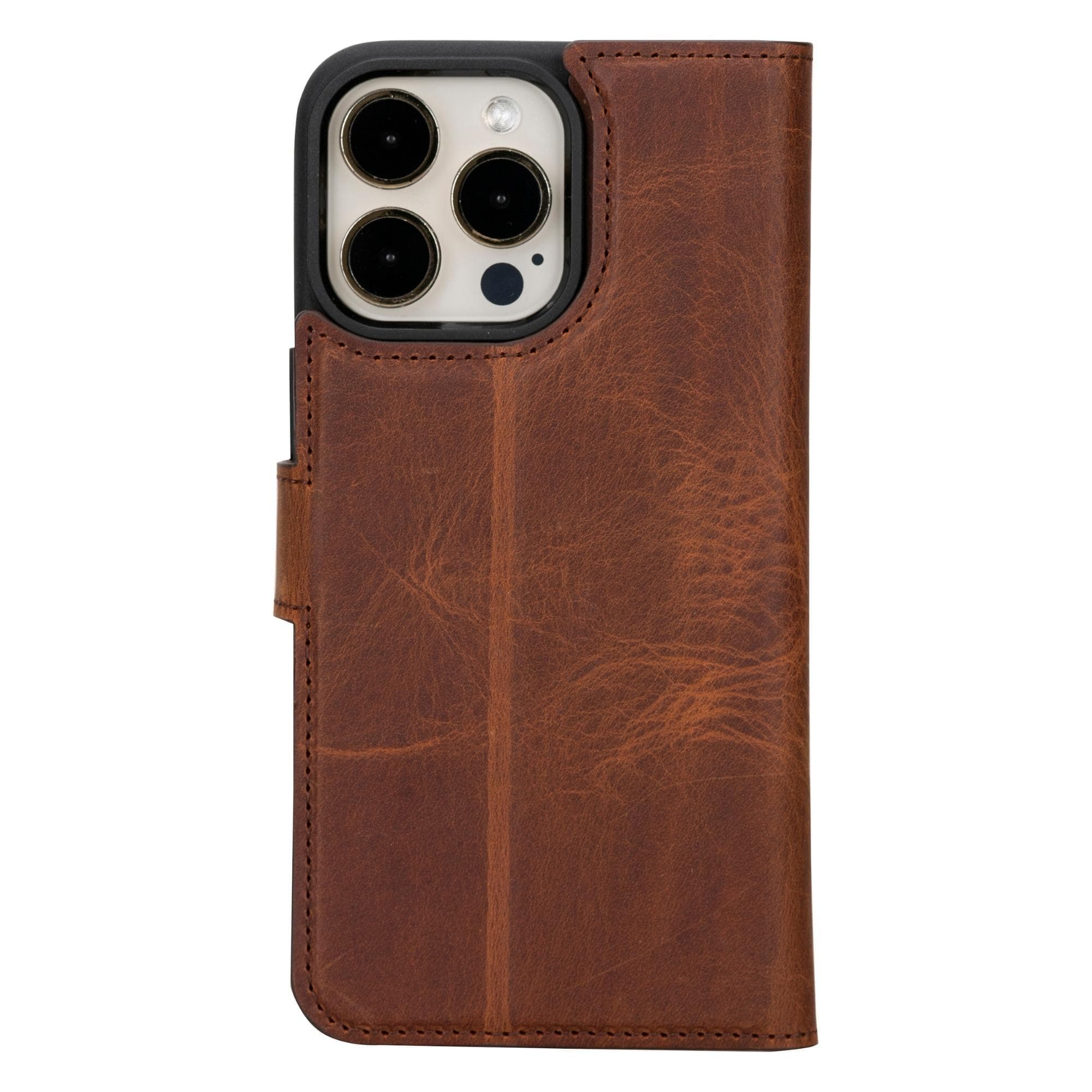 Magic iPhone 15 Pro Genuine Leather Detachable Wallet Case