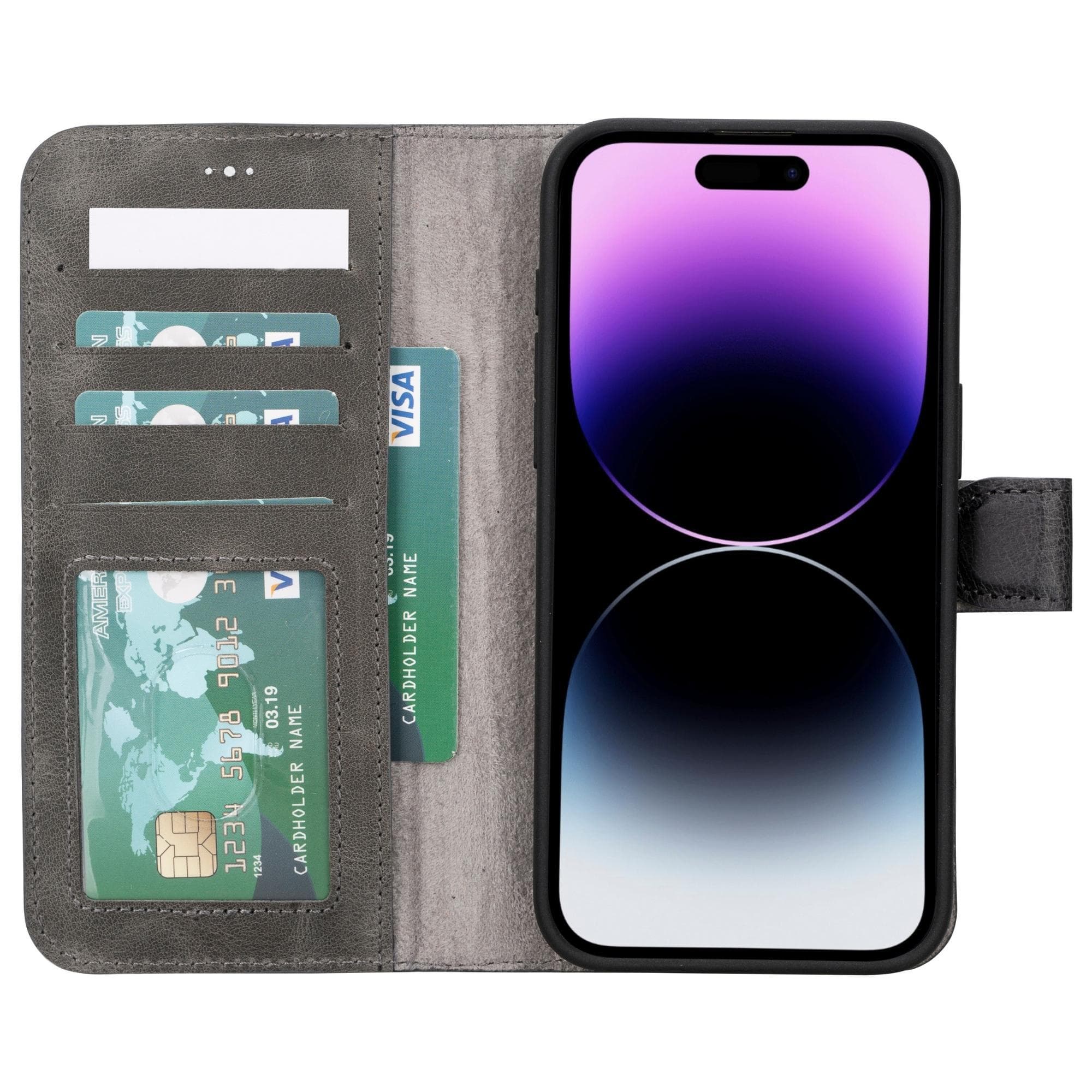 Magic iPhone 15 Genuine Leather Detachable Wallet Case