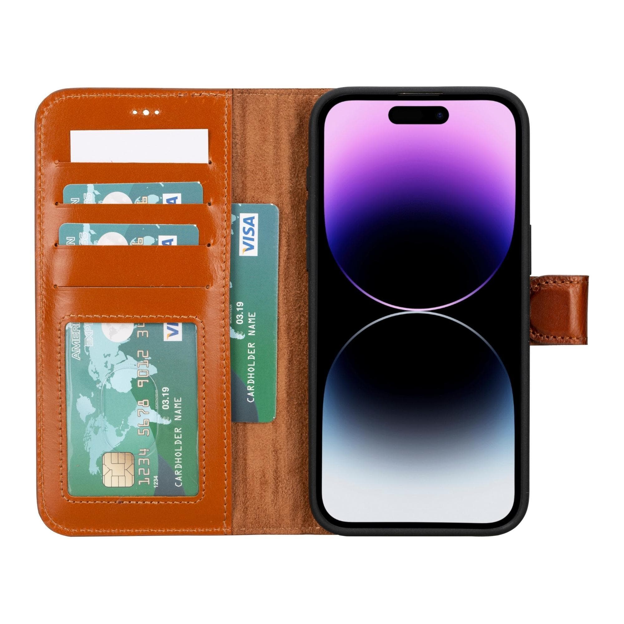 Magic iPhone 15 Pro Max Genuine Leather Detachable Wallet Case