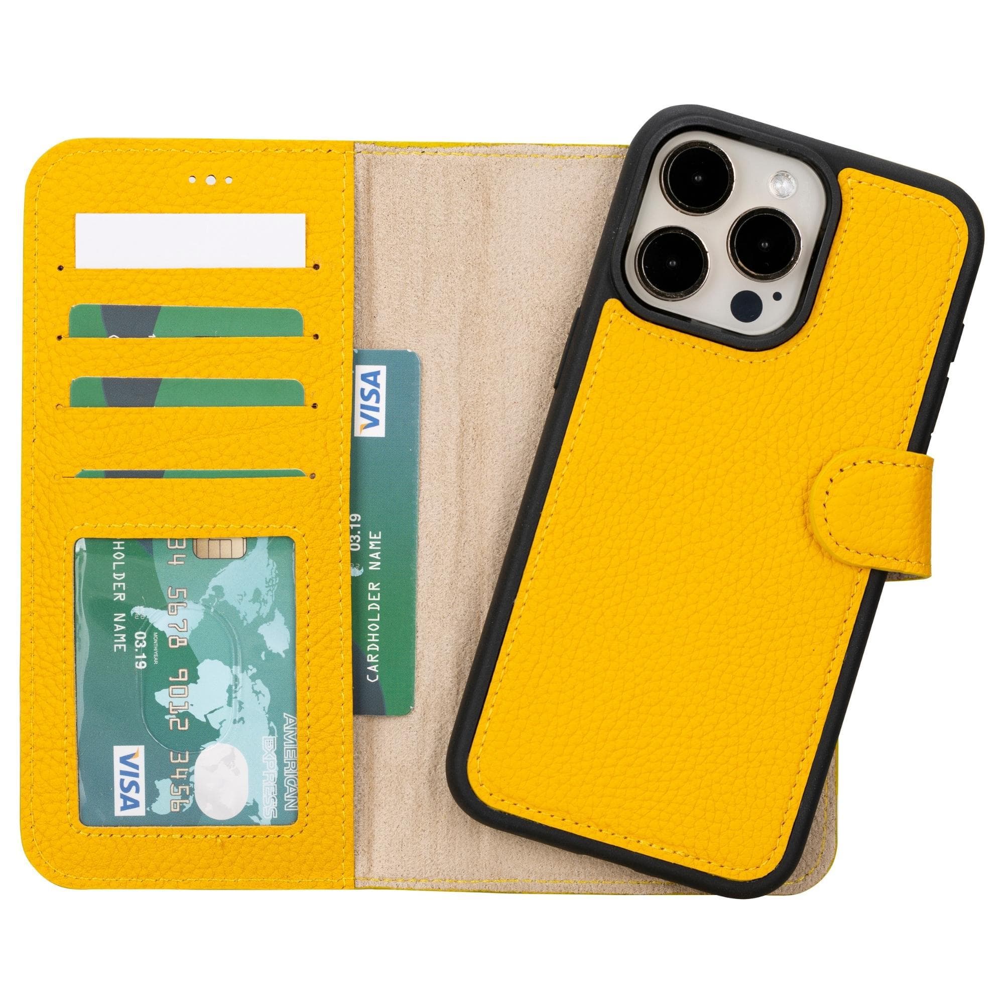 Magic iPhone 15 Plus Genuine Leather Detachable Wallet Case