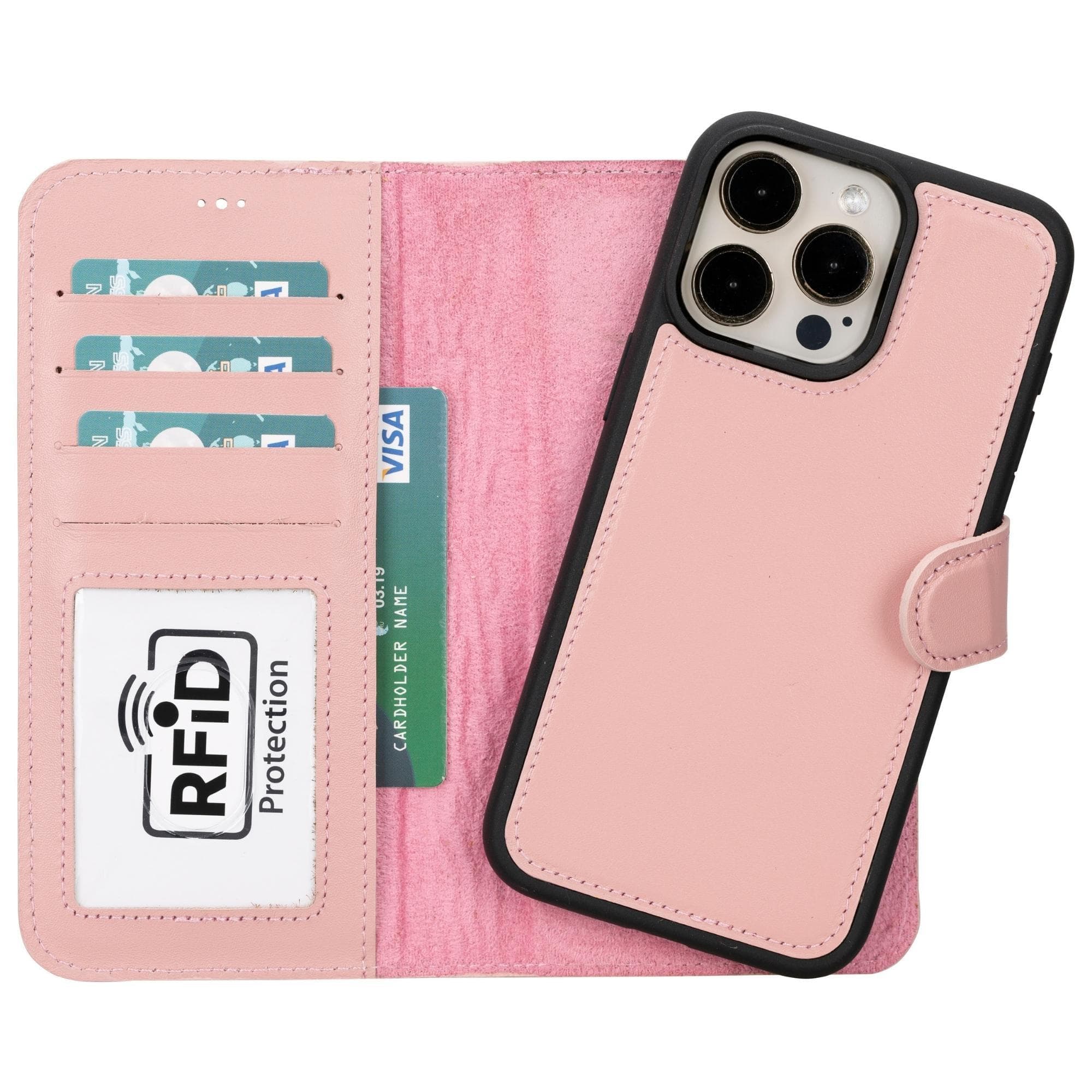 Magic iPhone 15 Pro Genuine Leather Detachable Wallet Case