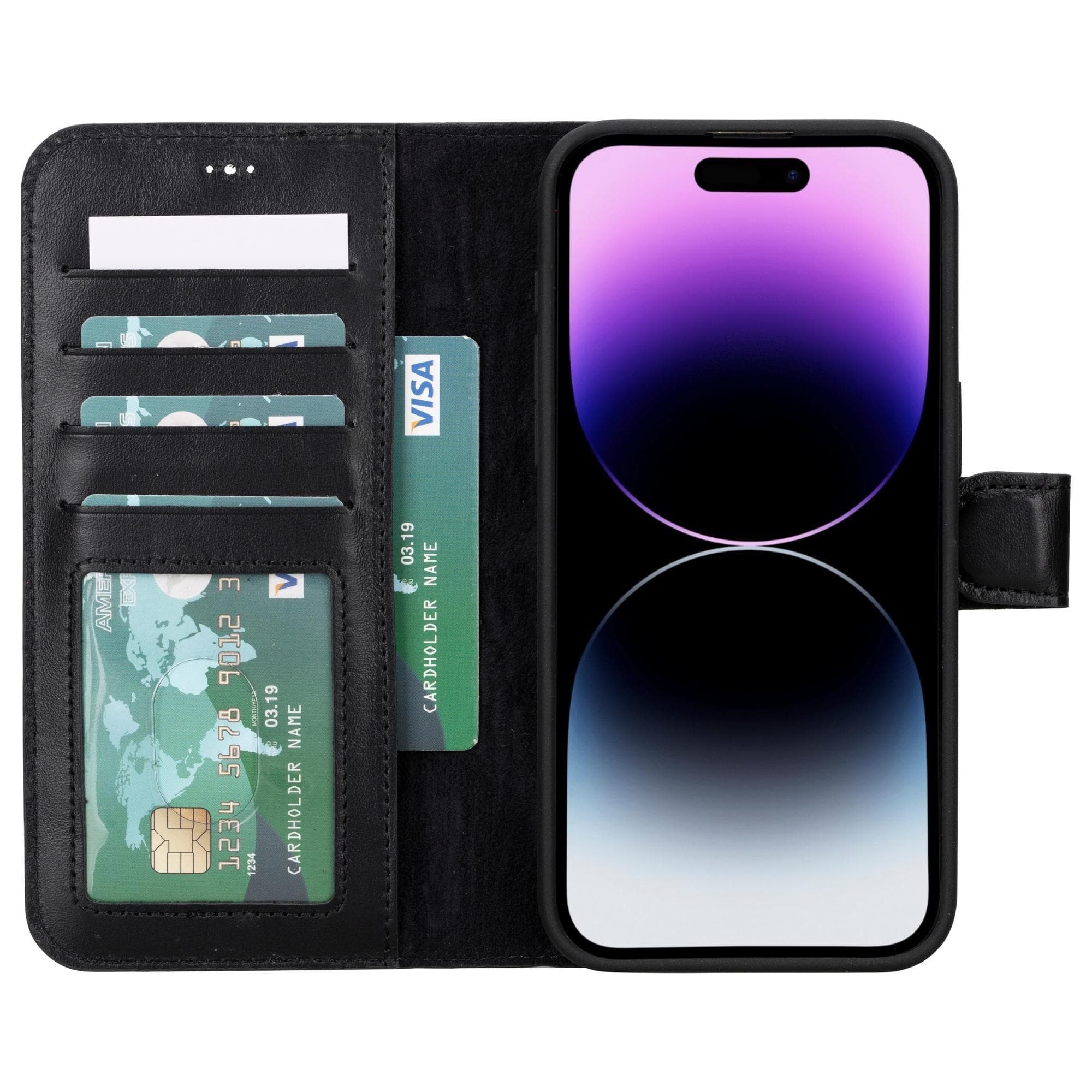 Magic iPhone 15 Pro Genuine Leather Detachable Wallet Case