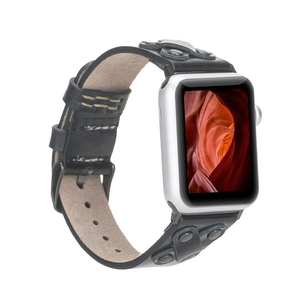 Cross Genuine Leather Apple Watch Band with Black Trok