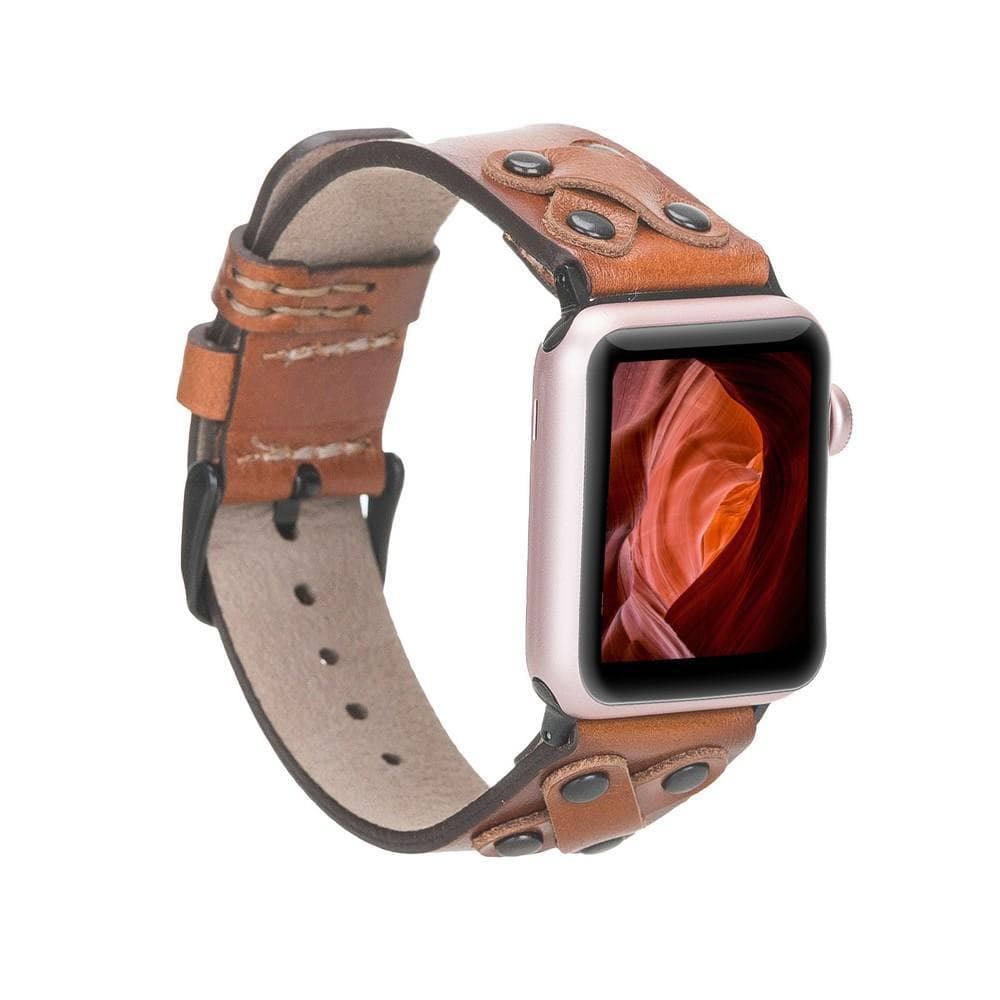 Cross Genuine Leather Apple Watch Band with Black Trok