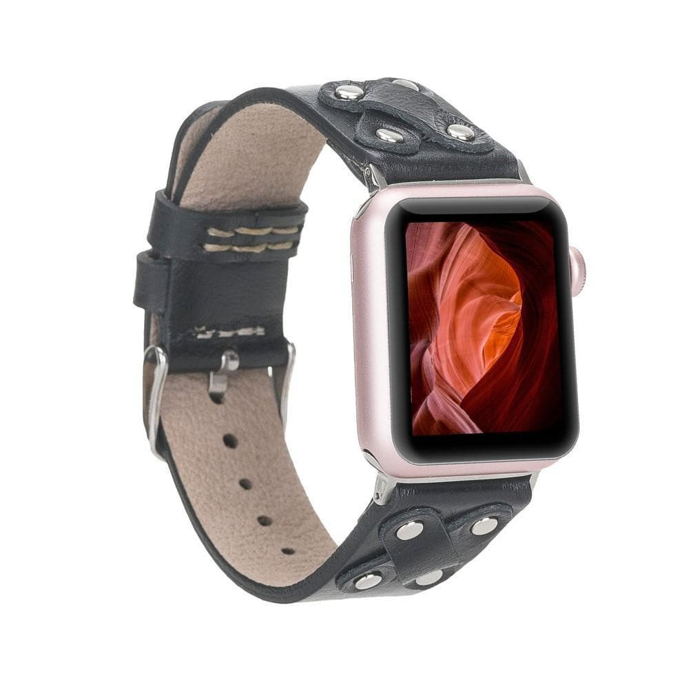 Cross Genuine Leather Apple Watch Band with Silver Trok