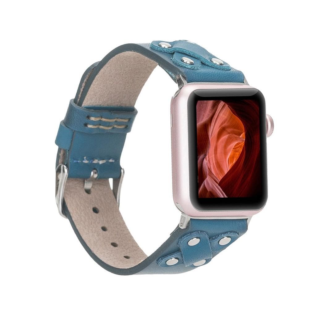 Cross Genuine Leather Apple Watch Band with Silver Trok