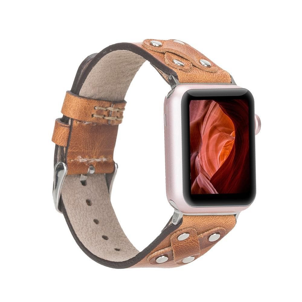 Cross Genuine Leather Apple Watch Band with Silver Trok