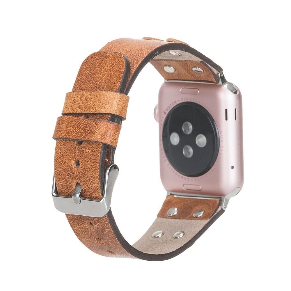 Cross Genuine Leather Apple Watch Band with Silver Trok
