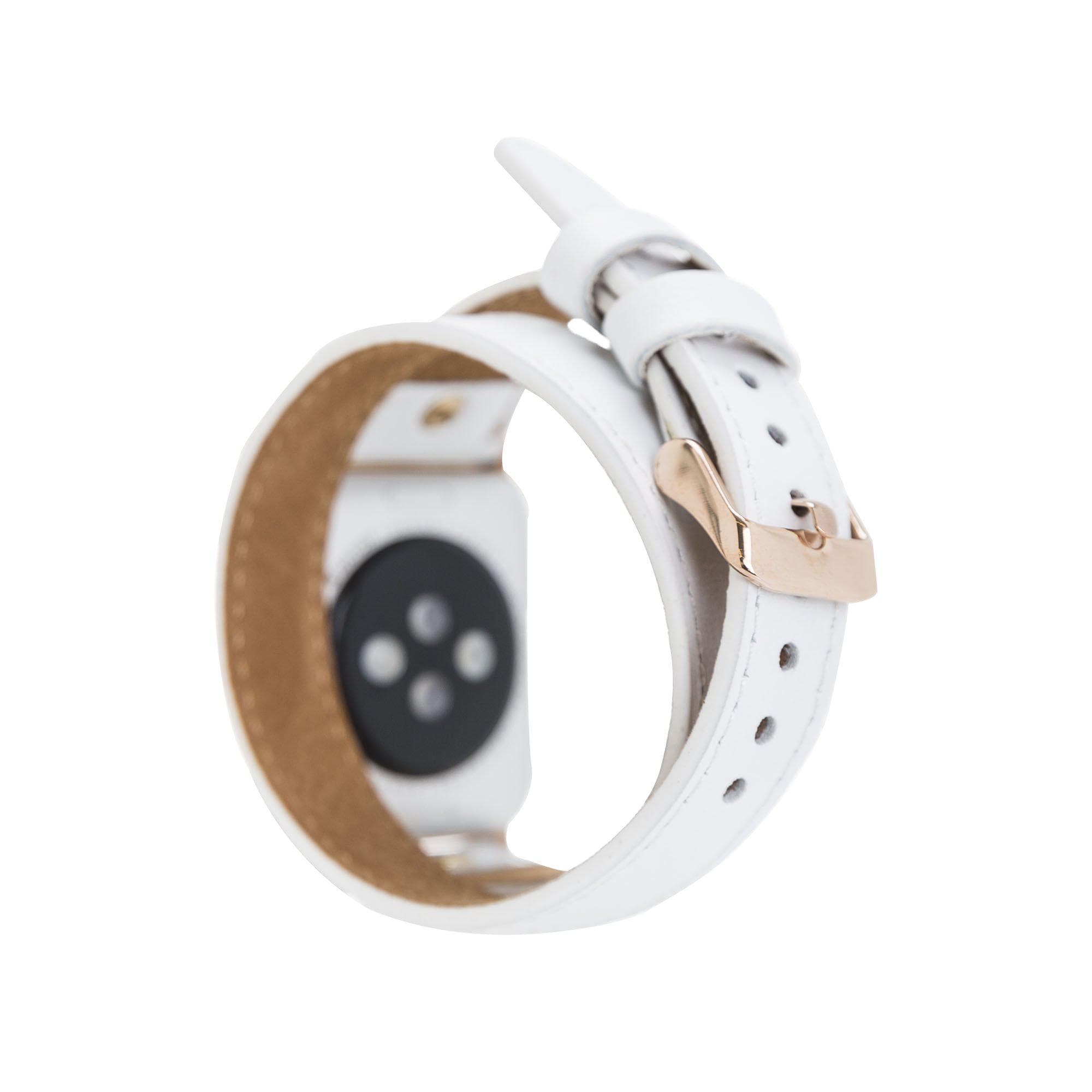 Hector Double Tour Genuine Leather Apple Watch Band with Gold Trok