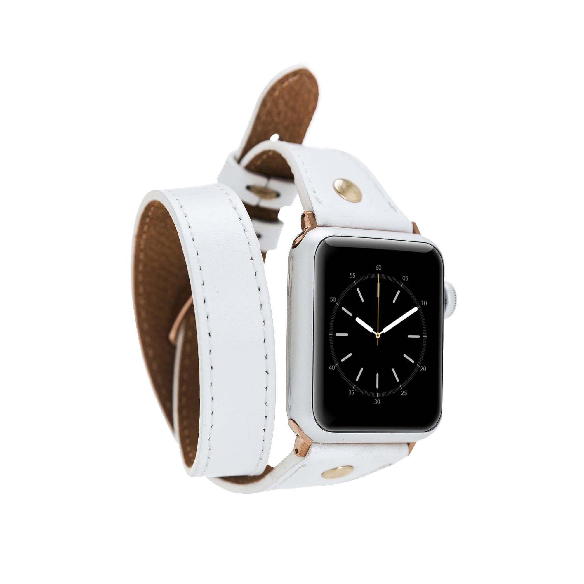 Hector Double Tour Genuine Leather Apple Watch Band with Gold Trok