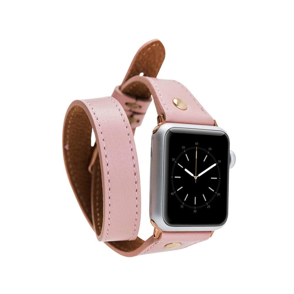 Hector Double Tour Genuine Leather Apple Watch Band with Gold Trok