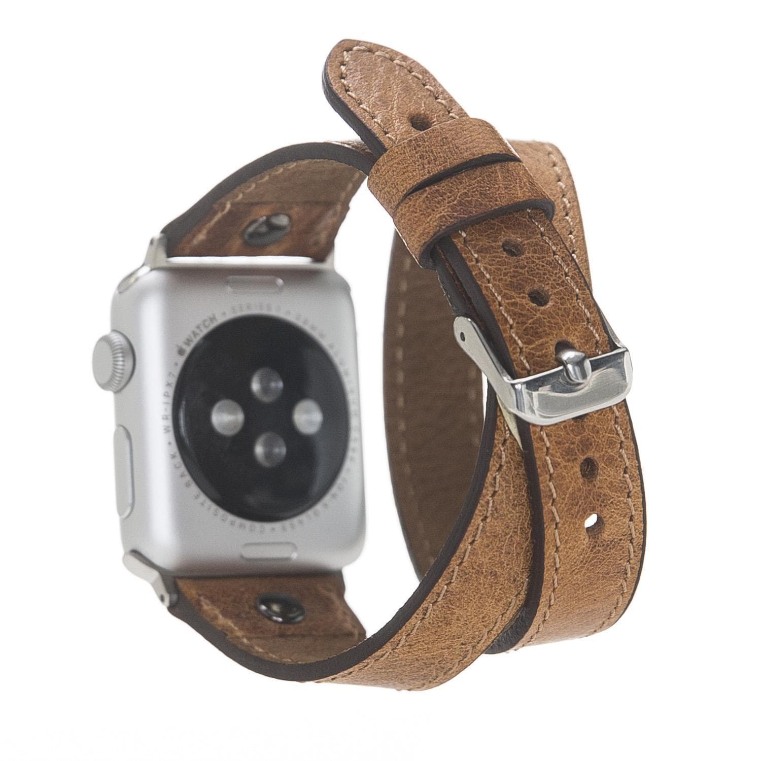 Hector Double Tour Genuine Leather Apple Watch Band with Gold Trok