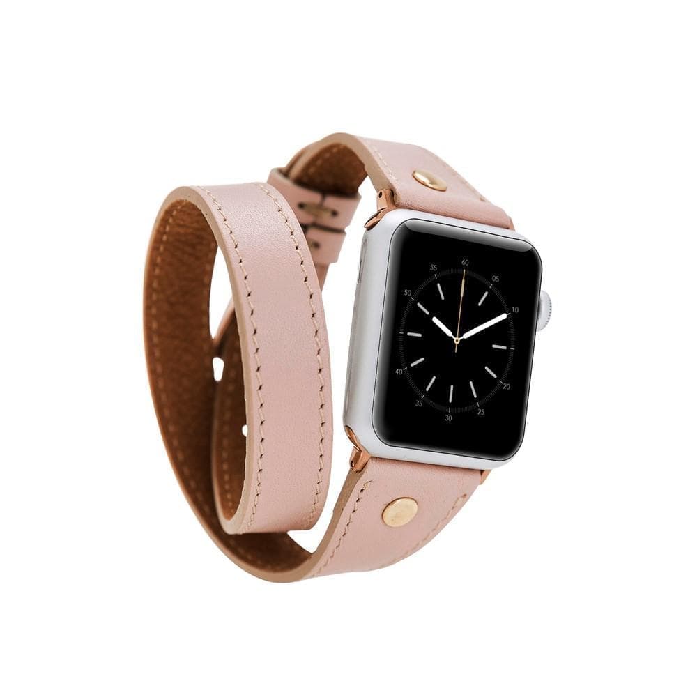Hector Double Tour Genuine Leather Apple Watch Band with Gold Trok