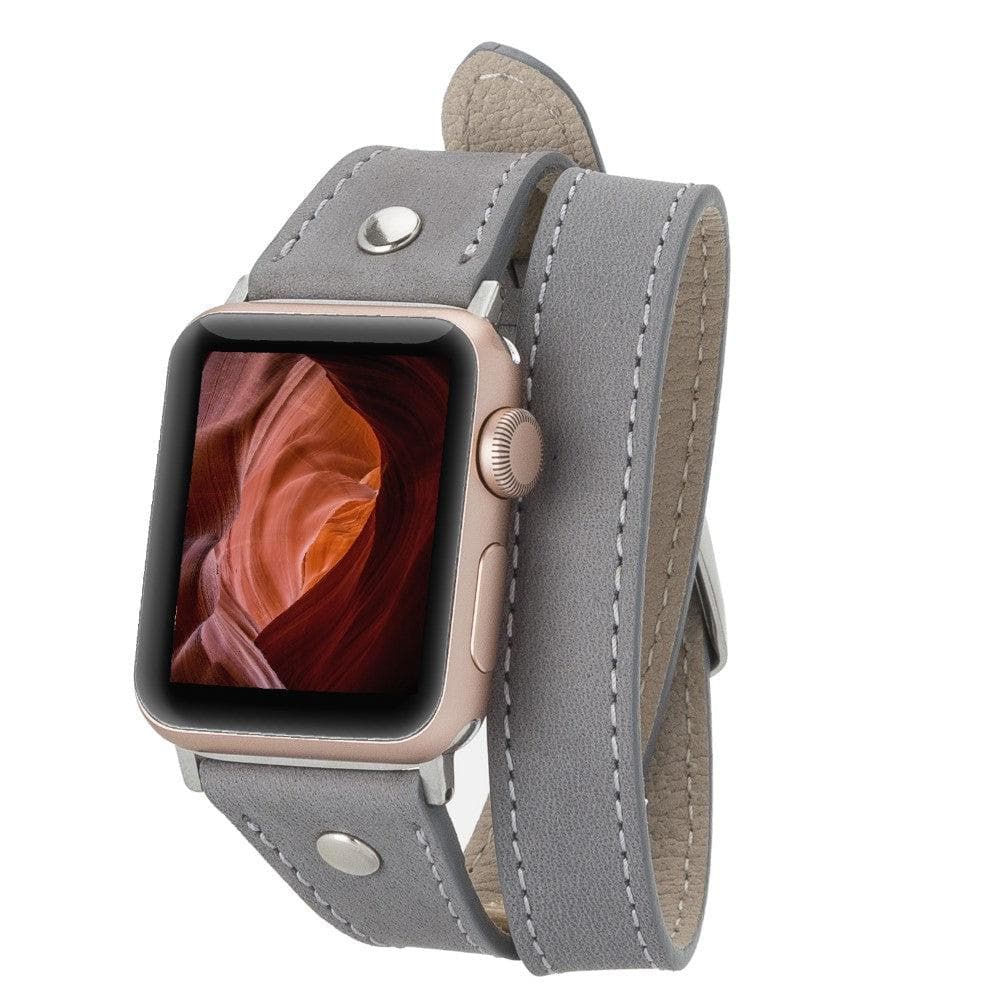 Hector Double Tour Genuine Leather Apple Watch Band with Silver Trok