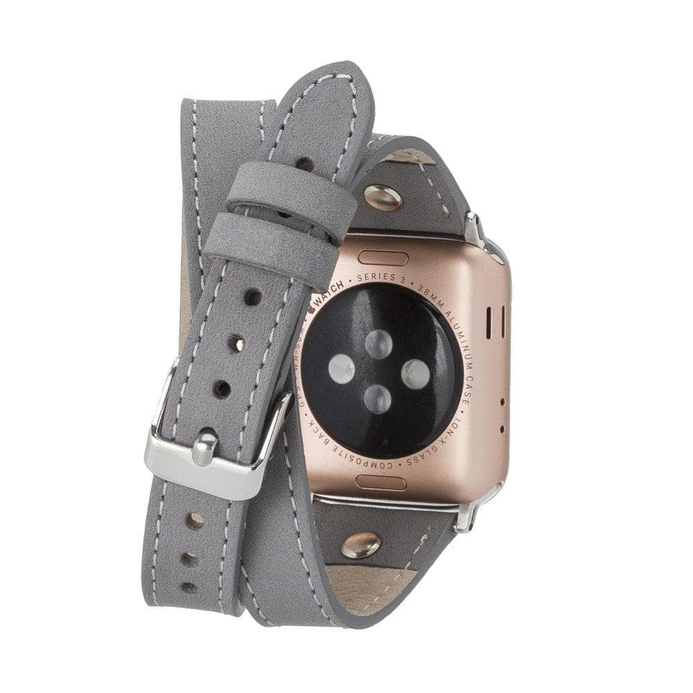 Hector Double Tour Genuine Leather Apple Watch Band with Silver Trok