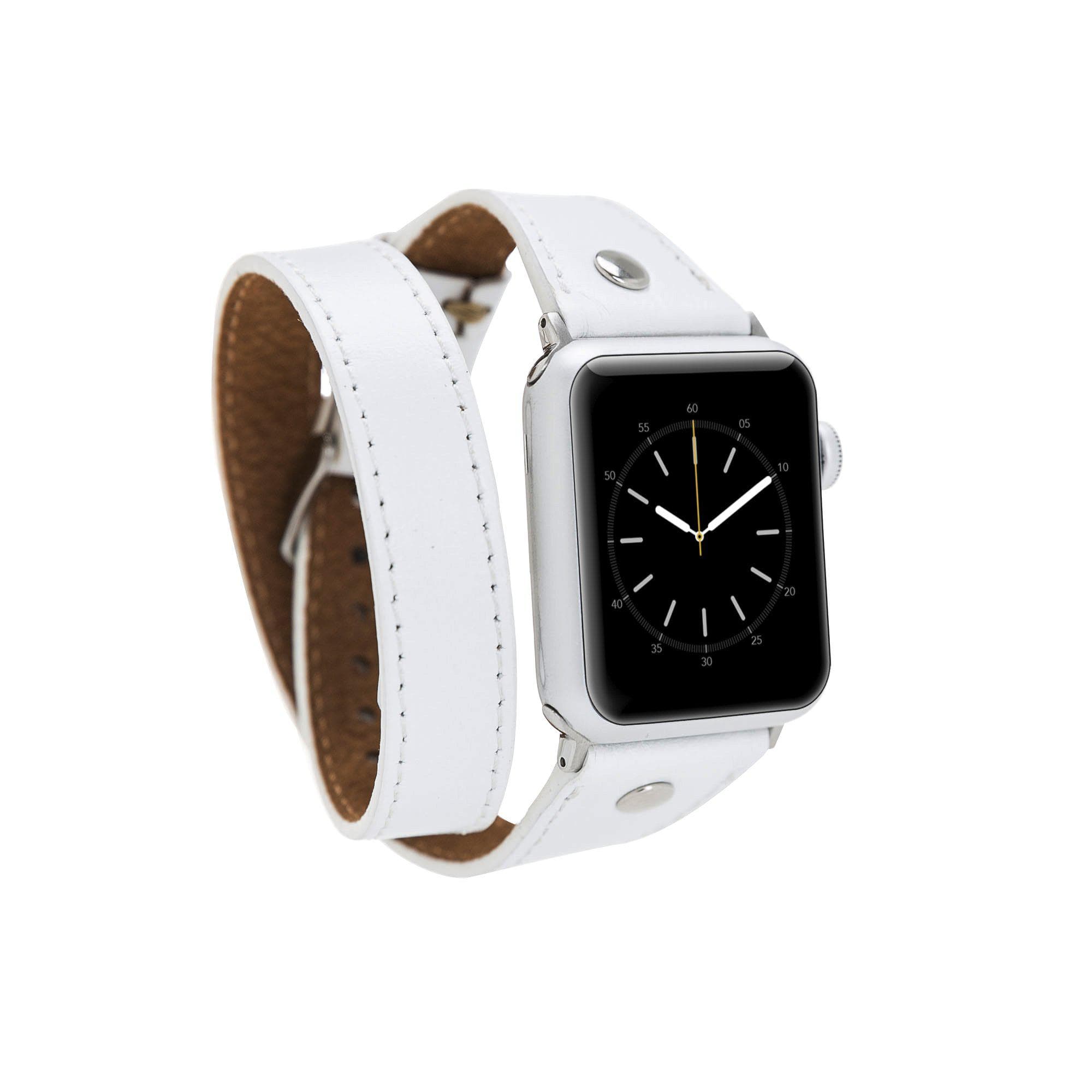 Hector Double Tour Genuine Leather Apple Watch Band with Silver Trok