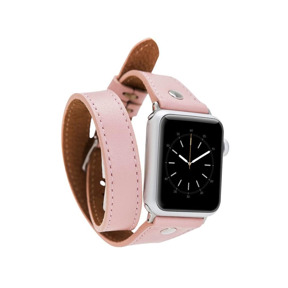 Hector Double Tour Genuine Leather Apple Watch Band with Silver Trok