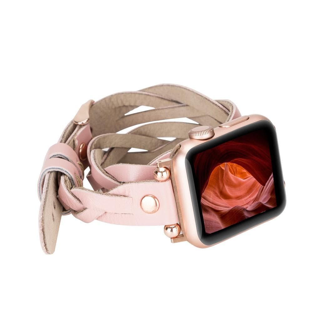Peggy Ferro Genuine Leather Double Tour Apple Watch Band with Rose Gold Trok