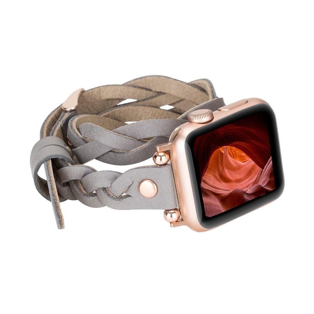 Peggy Ferro Genuine Leather Double Tour Apple Watch Band with Rose Gold Trok