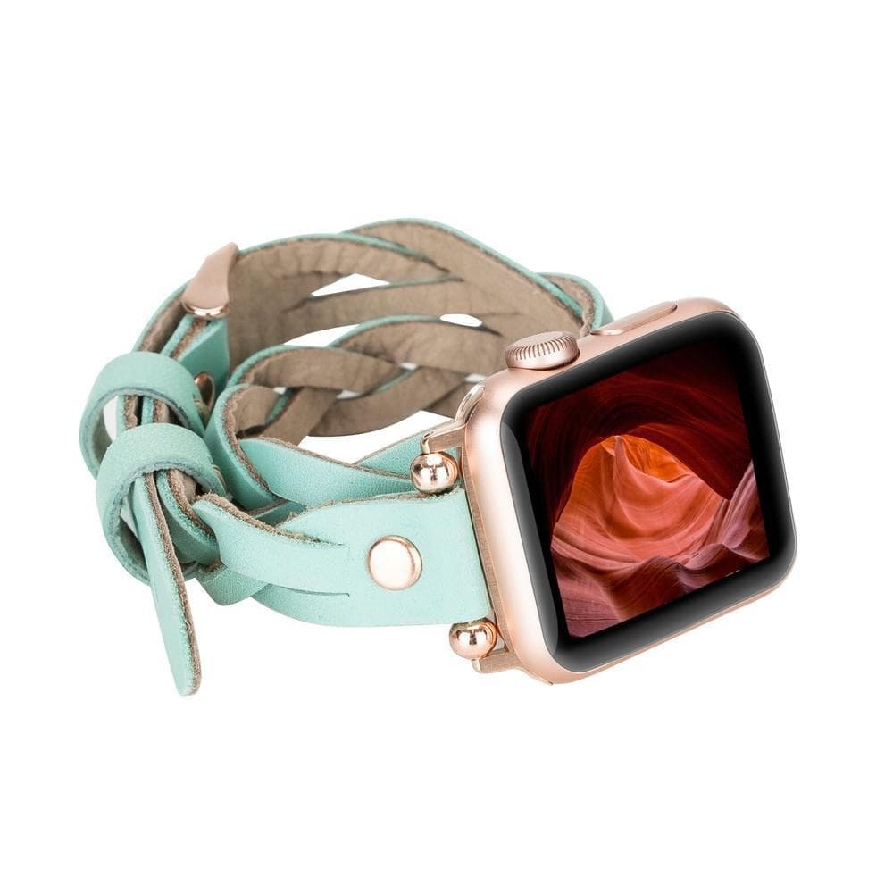 Peggy Ferro Genuine Leather Double Tour Apple Watch Band with Rose Gold Trok