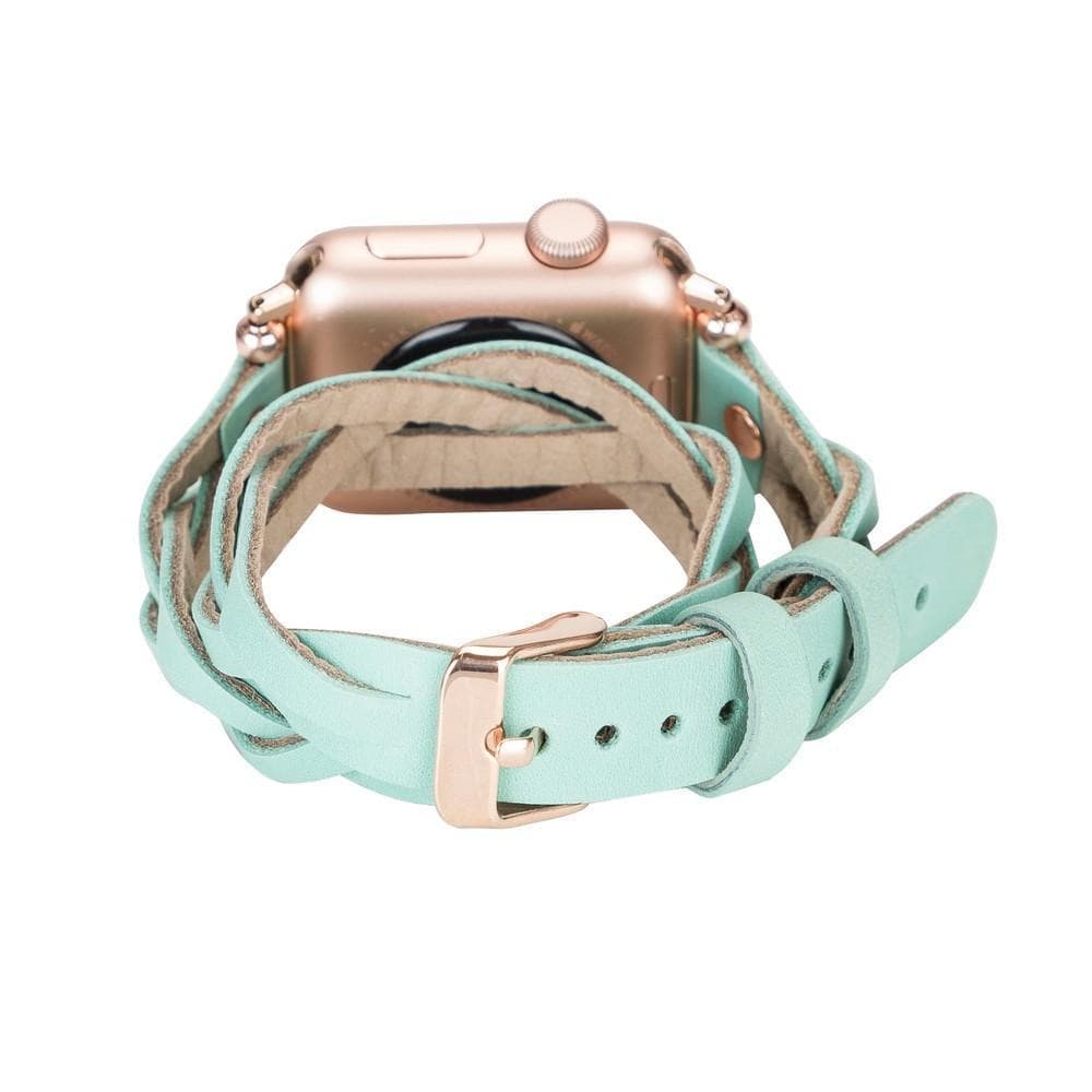 Peggy Ferro Genuine Leather Double Tour Apple Watch Band with Rose Gold Trok