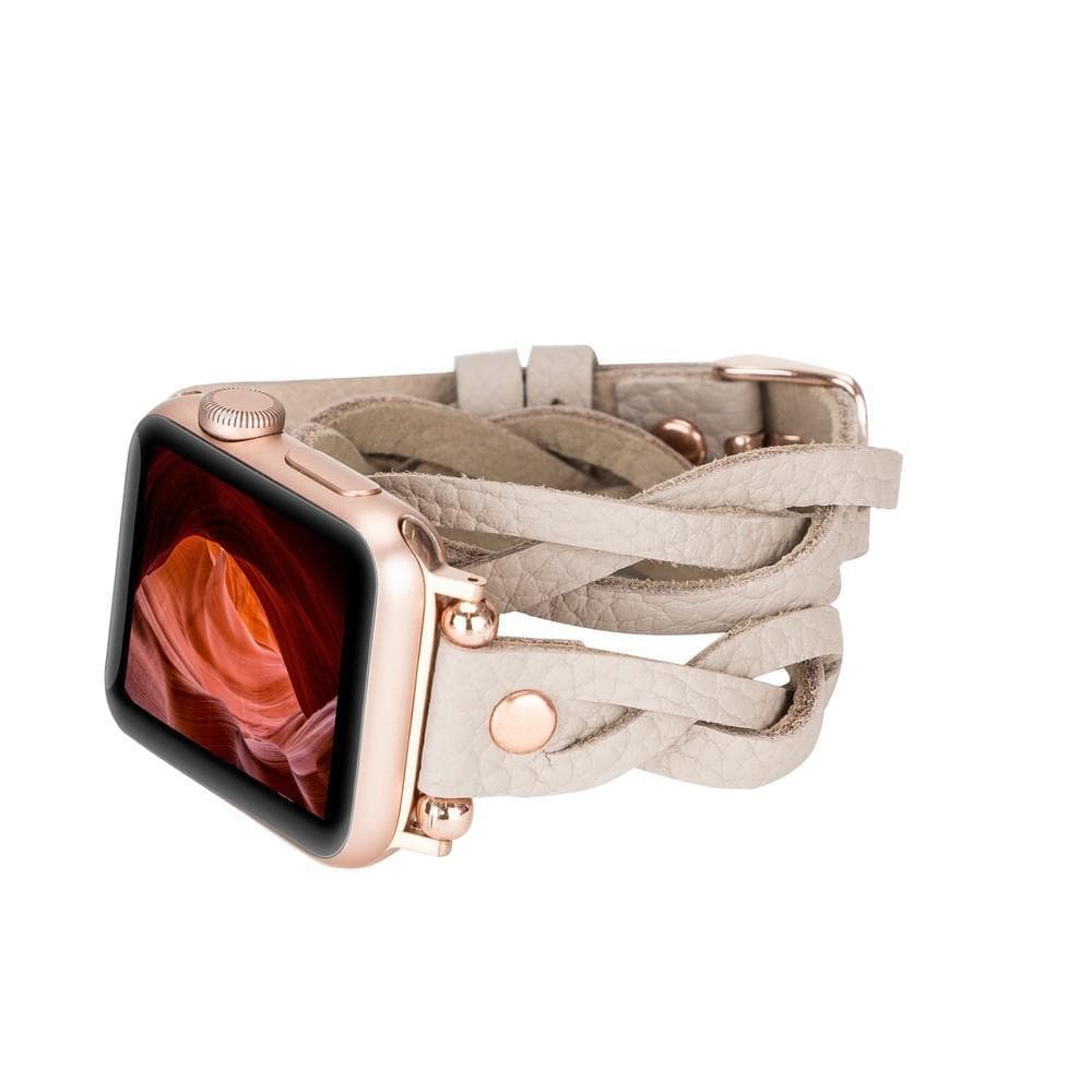 Peggy Ferro Genuine Leather Double Tour Apple Watch Band with Rose Gold Trok
