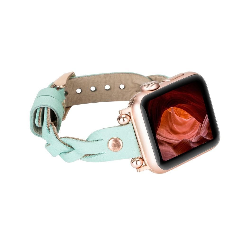 Wanda Braided Genuine Leather Apple Watch Band with Rose Gold Trok