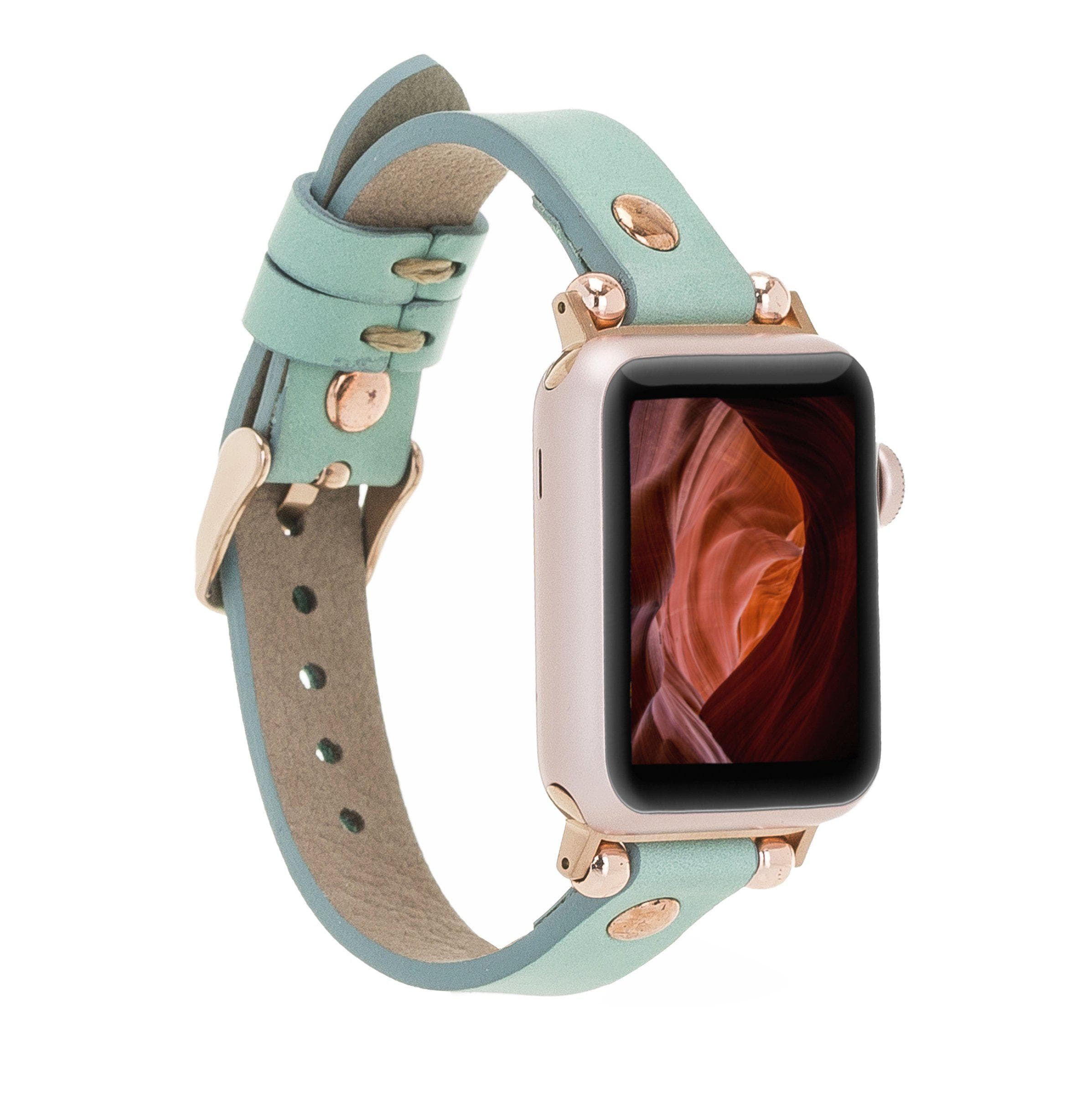 Ferro Genuine Leather Apple Watch Band with Rose Gold Trok